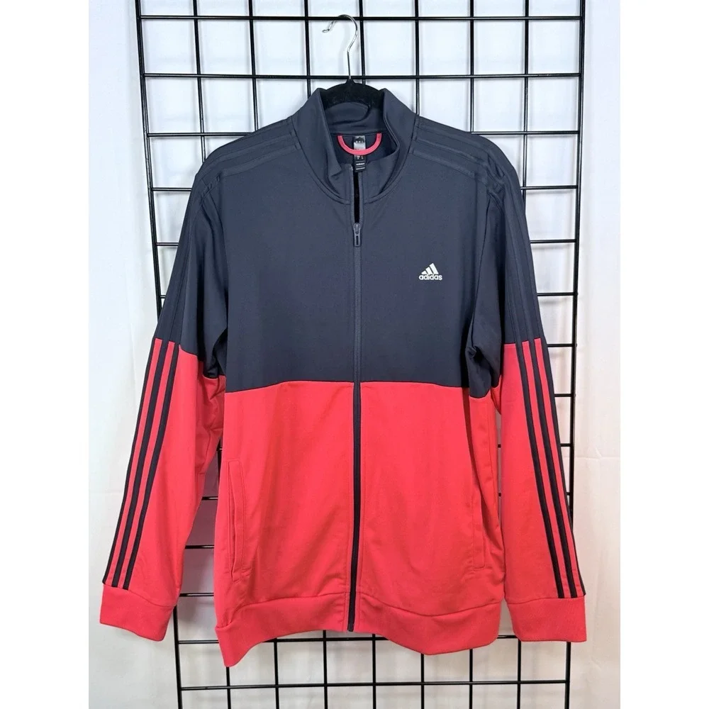 Adidas Essentials Jacket Mens L Blue Orange Colorblock Tricot‎ Track  Athleisure